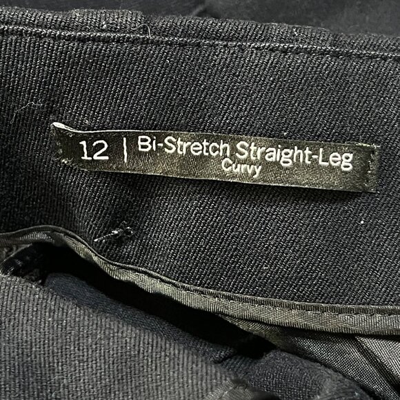 Talbots Pants Slacks Bi-Stretch Straight Leg Curvy Blue Black Size 12 Side Zip - Picture 4 of 7